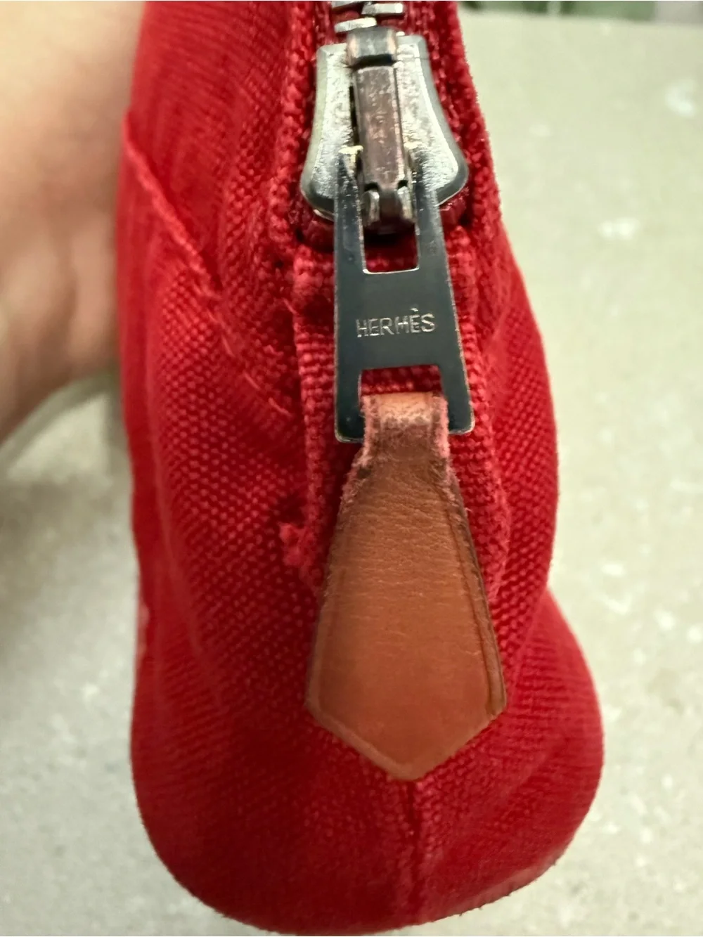 Hermes Bolide Pouch TPM Red Canvas Travel Cosmetic Bag
